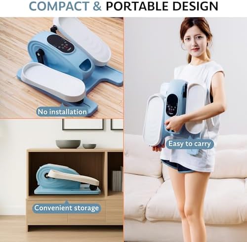 Under Desk Elliptical Exercise Machine, Electric Leg Exerciser with 12 Speeds, Forward & Reverse Modes,Quiet Compact Seated Pedal Stepper Machine with Remote Control for Seniors & Adults