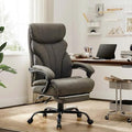 Big and Tall Office Chairs with Foot Rest,500LBS Wide Ergonomic Gaming Chair,100-135°Recline Executive Leather Computer Chairs with Adjustable Height,Gray