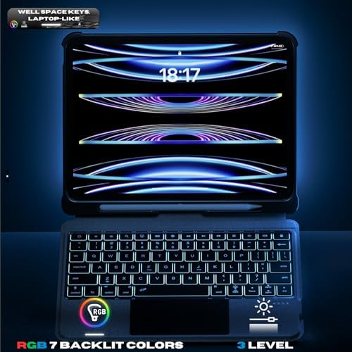 iPad Pro 12.9 Case with Keyboard: for (6th-3rd), iPad Air 13 Inch M4/M3/M2