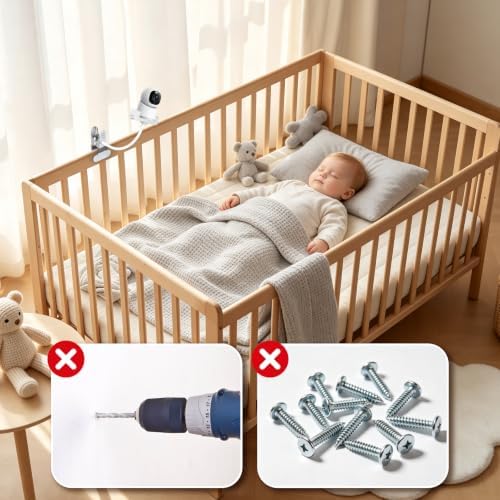 Universal Flexible Baby Monitor Mount for HelloBaby HB6550/6560,Infant Optics,Nanit Pro&Flex Stand,VTech VM819/VM901,Momcozy,Owlet,eufy,Babysense,Baby Clip Mount Without Tools or Wall Damage