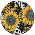 Room Sofa Yoga Soft Round Carpet, Home Decor Non Slip Kitchen Office Circle Rug, Machine Washable Modern Round Area Rug Retro Sunflowers Animal Leopard Print Art, 60inch