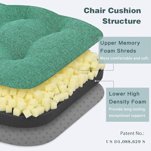 baibu Dining Chair Cushions, 4 Pack, 16.5 x 16.5 x 3.5 in, Turquoise Green