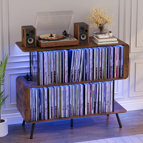 Record Player Stand with Vinyl Record Storage - 3-Tier Record Player Table