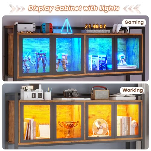 L Shaped Gaming Corner Desk with Drawers, Hutch and Storage Shelves