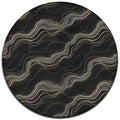 Large Home Decor Mat, Soft Round Yoga Carpet, Non Slip Machine Washable Kitchen Office Circle Rug Black Marble Gold Line, 36inch