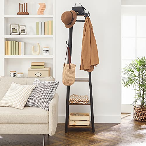 Coat Rack Freestanding, Hall Tree with 4 Shelves