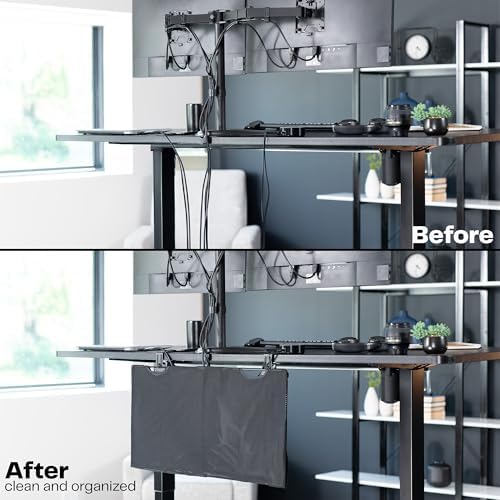 VIVO Black Clamp-on 30 inch Desk Cable Management Sleeve, DESK-SKIRT-30P