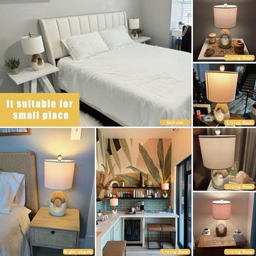 OYEARS 19'' Small Boho Table Lamps for Bedroom Set of 2 for Bedside