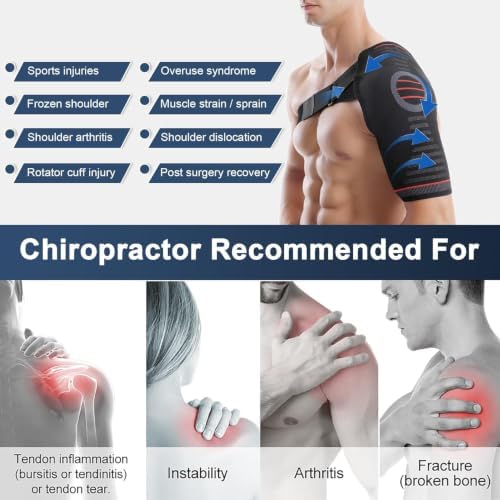 SPOBTRACE Shoulder Brace Adjustable Rotator Cuff Compression Support, L/XL
