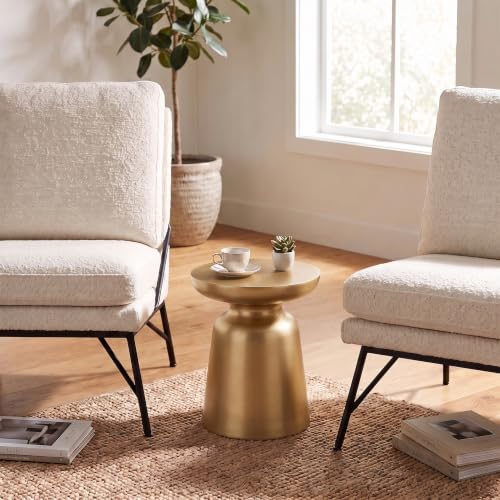 Toby 17" Wide Drum Iron Table in Gold