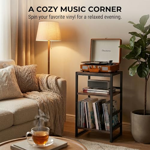 3-Tier Record Player Stand, with Storage, 28" H, Rustic