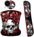 3Pcs Ergonomic Memory Foam Keyboard Wrist Rest Pad Set, Red Flower Skull