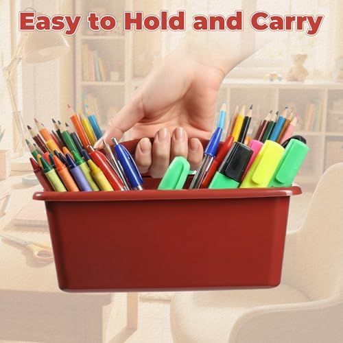 Kathfly 12 Pack Classroom Caddy Organizer with Handle Bulk, Deep Color