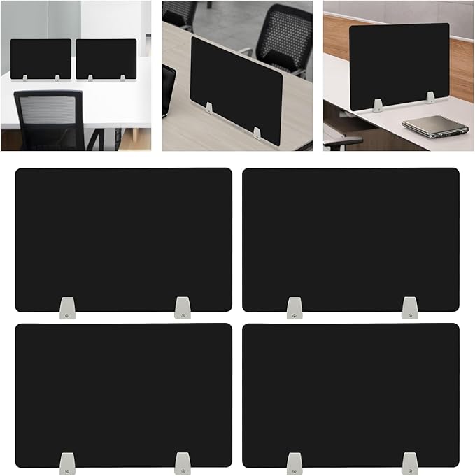 4PCS Desk Dividers Office Partitions, Privacy Desk Panel Protective, Acrylic Plexiglass Shield with Clamps for Offices Schools Call Centers - 23.6”L X15.8”W