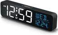 Peakeep Large Display Digital Alarm Clock for Bedrooms, Date Day of Week Calendar Desk Table Clocks for Living Room Office, Dimmable Plug in Electric Clock, 5 Volumes, Loud, Auto DST