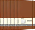 Comix 6 Pack Lined Journal Notebooks for Work, 240 Pages, 5.5"x8.3", Brown, Hardcover, A5 Medium College Ruled, Journaling Notebooks for Notes-taking, Fits for Office School Home