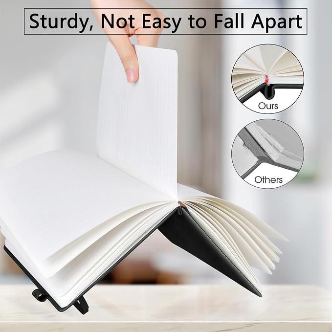 A5 Leather Lined Journal Notebook, 200 Pages Hardcover Executive Notebook for Men Women Office School Note Taking, Thick Writing Paper Daily Journal with Bookmarks/Indexes, Wolf