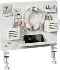 PEGZONE Clamp-on Desk Pegboard, Desk Organizer for Office Gaming Home, Magnetic Metal Peg Board with 10 Accessories, Privacy Panel for Office, 16.5" x 12.6", Medium, White