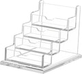 NIUBEE Clear Business Cards Holders 4 Tier Acrylic Card Holder for Business Cards, 4 Slots Business Card Display for Desk Counter, 300 Card Capacity, 1 Pack