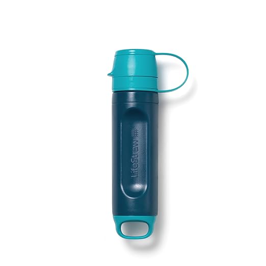 LifeStraw Peak Series – Solo Personal Water Filter for Hiking, Camping, Travel, Survival and Emergency preparedness. Removes Bacteria, parasites and microplastics, Blue Raspberry