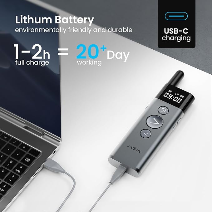 ASING 980ft Ultra-Long Distance Wireless and USB Laser Presentations Remote Control,Slide Advancer with Laser Pointer, PowerPoint Remote, Presenter Clicker for Mac, Ipad,Glass Board, Laptop & Keynote