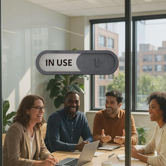 GEEKBEAR In Use Available Slider Door Sign for Home Office - Premium MDF, 7.5 x 2.2 in (Gray)