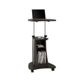 Adjustable Height Rolling Laptop Cart with Storage, Graphite
