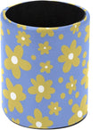 Yellow Flowers Leather Pen Holder for Desk, Multifunctional Desktop Organizer Pencil Cup, Desktop Caddy Stationery Organizer for School Home Office Desk Accessories
