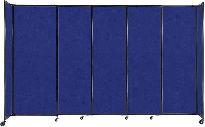 Versare Straightwall Sliding Portable Wall Partition | Freestanding Office Dividers | Locking Wheels | Temporary Room Separator | 11'3'' Wide x 6'10'' Tall Royal Blue Fabric Panels