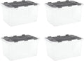 Superio Storage Bins with Lids, Clear Plastic Containers for Organizing, Stackable Totes, BPA Free, Odor Free, Organizer Boxes for Home, and Dorm, 35 Quart (4 Pack, 20.25"x14"x10.5")