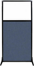 Versare Workstation Partition | Portable Wall Divider | Modern Office Cubicle | Free Standing Privacy Screen | Flexible Work Space | 33" x 70" W/Window, Ocean Fabric Panels