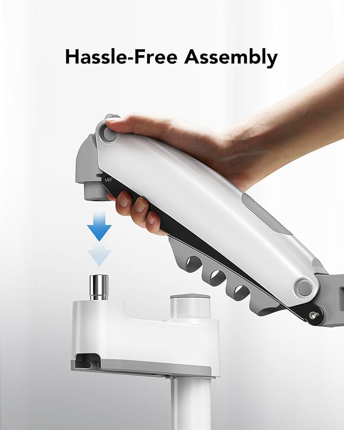 HUANUO Single Monitor Arm, Adjustable Desk Mount for 13-34 inch Screens, Holds 19.8lb, 22.44 inch Max Height, Full Motion Swivel Monitor Stand with VESA 75x75mm and 100x100mm, White