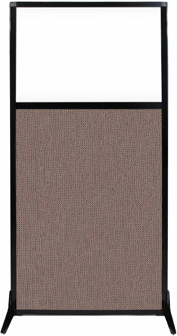 Versare Workstation Partition | Portable Wall Divider | Modern Office Cubicle | Free Standing Privacy Screen | Flexible Work Space | 33" x 70" W/Window, Latte Fabric Panels