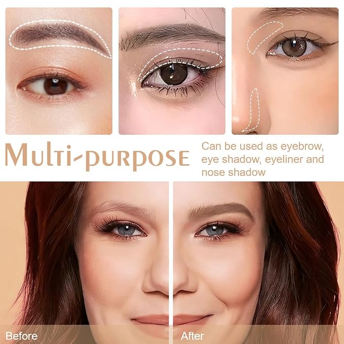 FeiCuiYun 2Pcs Eyebrow Powder Kit, Long-Lasting Waterproof 3 Colors Matte Brow Powder, Eye Brow Powder for Women with 2 Double-ended Eyebrow Brush, Purse-Friendly Compact (Light Medium Brown, 2Pcs)