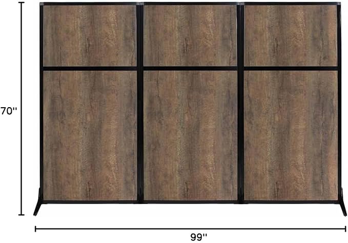 Versare Workstation Partition | Portable Wall Divider | Modern Office Cubicle | Free Standing Privacy Screen | Flexible Work Space | 99" x 70" Urban Oak Wood Grain Panels No Window