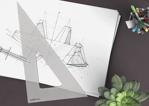 Pacific Arc's Scholastic Triangle - 12 inch - Smoke - 30/60 Angle - Polystyrene - Inking Edge - Technical Drawing Tools, Drafting, Architect and Engineering.
