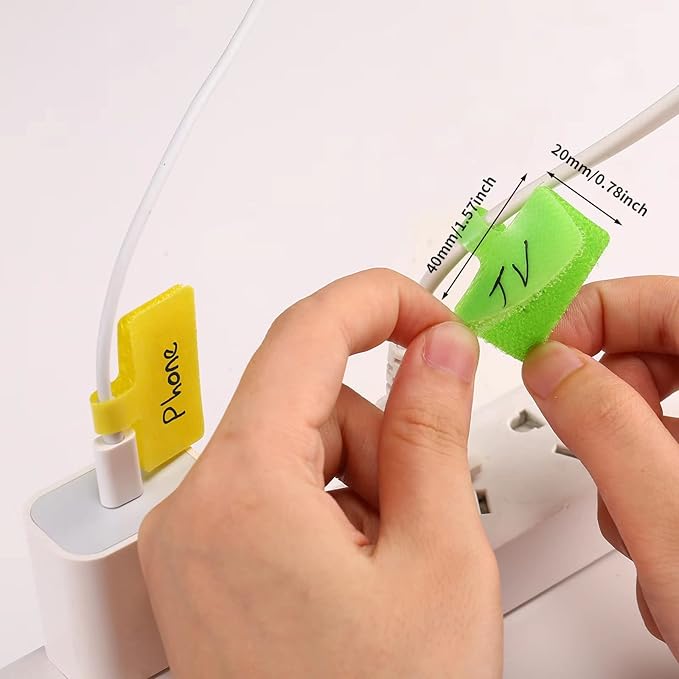 Trilancer Cable Cord Labels Large Size, for Organizing Wires and Identification, Multicolored Handwriting Cable Tags, Reusable with Multiple Uses - 24 PCS