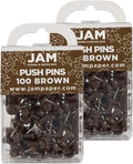 JAM PAPER Colorful Push Pins - Chocolate Brown Pushpins - 2 Packs of 100