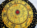 Round Beach Tapestry Turquoise Mandala Throw/Boho Hippie Beach Blanket Roundie/Indian Cotton Bohemian Large Round Table Cloth-Home Decor/Yoga Mat Meditation Picnic Rug (70", Yellow Black)