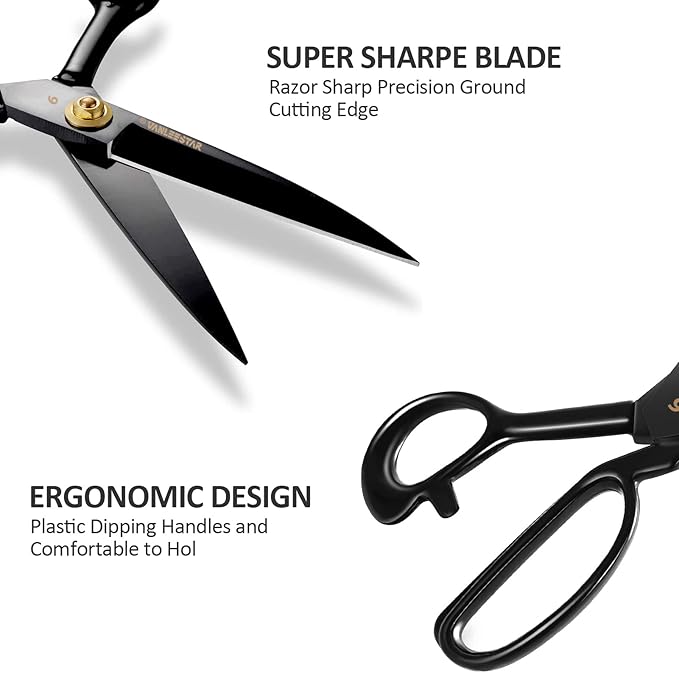 Sewing Scissors, 9 Inch Fabric Dressmaking Scissors Heavy Duty Shears Sharp Cutting for Cutting Fabric, Clothes, Leather, Raw Materials