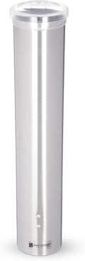 San Jamar Small Pull-Type Cup Dispenser Fits 3-4.5 Oz Cone Cups, 3-5 Oz Flat Cups with Flip Caps for Restaurants, Dining Halls, and Fast Food, Stainless Steel, 16 Inches, Silver