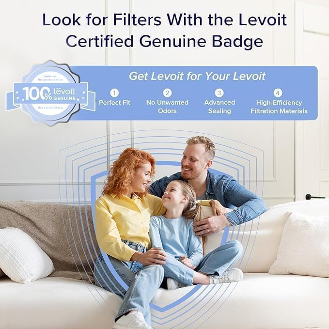 Levoit Vital 100 Air Purifier Genuine Replacement Filter, 2 Pack | AHAM VERIFIDE, High-Efficiency Activated Carbon for Removal of Smoke, Odors, Allergens, Pollen, Vital 100-RF, White
