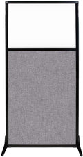 Versare Workstation Partition | Portable Wall Divider | Modern Office Cubicle | Free Standing Privacy Screen | Flexible Work Space | 33" x 70" W/Window, Cloud Gray Fabric Panels