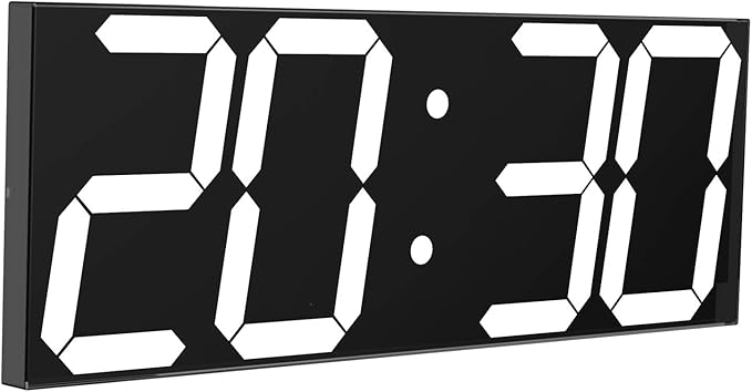 LED Large Digital Wall Clock, Oversize Wall Clock with 6” Numbers, Remote Control Count up/Countdown Timer Clock, Auto Dimmer, Big Calendar and Thermometer(White)