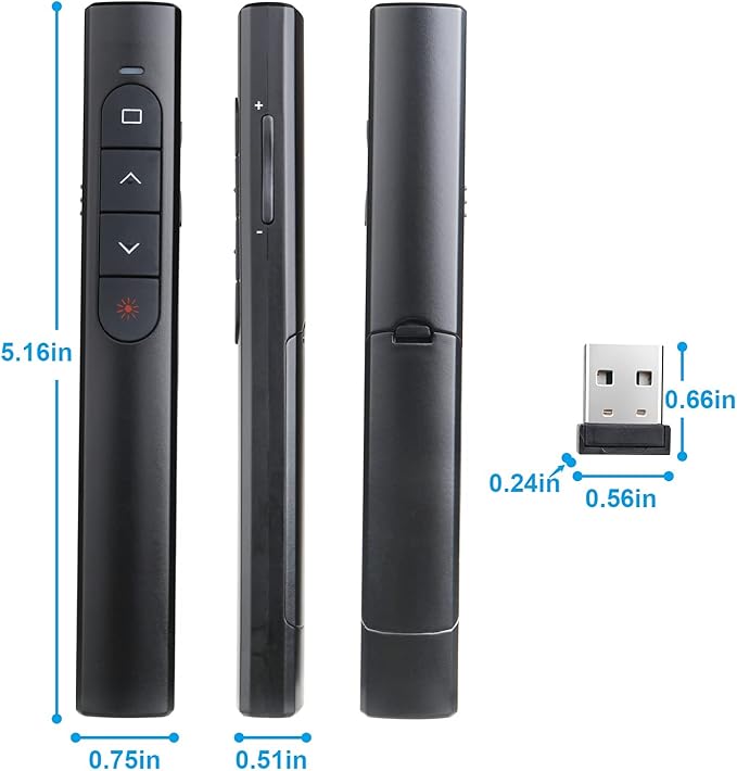 (2 Units) Wireless Presenter Remote, Presentation Clicker with Hyperlink & Volume Remote Control PowerPoint Office Presentation Clicker for Keynote/PPT/Mac/PC/Laptop