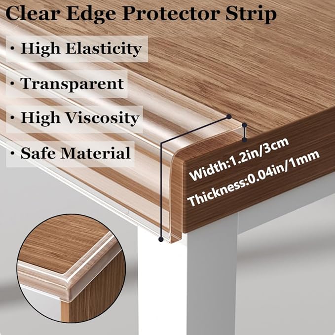 Baby Proofing Edge Protector for Kid Clear Edge Protector Strip Safety Corner Guards Child Proof Corner Bumper for Furniture 1.2in x 9.84ft