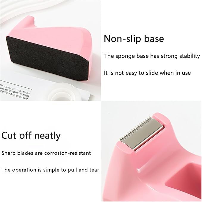 Basics Desktop Tape Dispenser, Office Desk Tape Dispenser, Heavy Duty Desk Accessories Office Tape Dispensers, Weighted Non-Skid Base,Ideal for Home, Office, School, or Business (Purple)