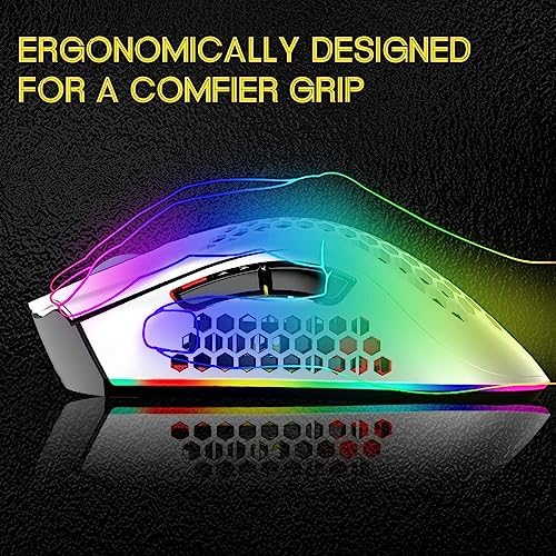 VEGCOO Wireless Gaming Mouse, Silent Click Wireless Rechargeable Mouse with Colorful LED Lights and 3 Level DPI 400mah Lithium Battery for Laptop and Computer (C23 White)