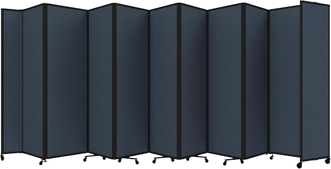 Versare Room Divider 360 Portable Wall Partition | Folding Panels | Large Freestanding Divider | Locking Wheels | Temporary Room Separator | 25' x 7'6'', Ocean