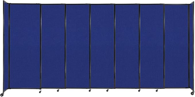 Versare Straightwall Sliding Portable Wall Partition | Freestanding Office Dividers | Locking Wheels | Temporary Room Separator | 15'6'' Wide x 7'6'' Tall Royal Blue Fabric Panels
